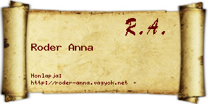 Roder Anna névjegykártya